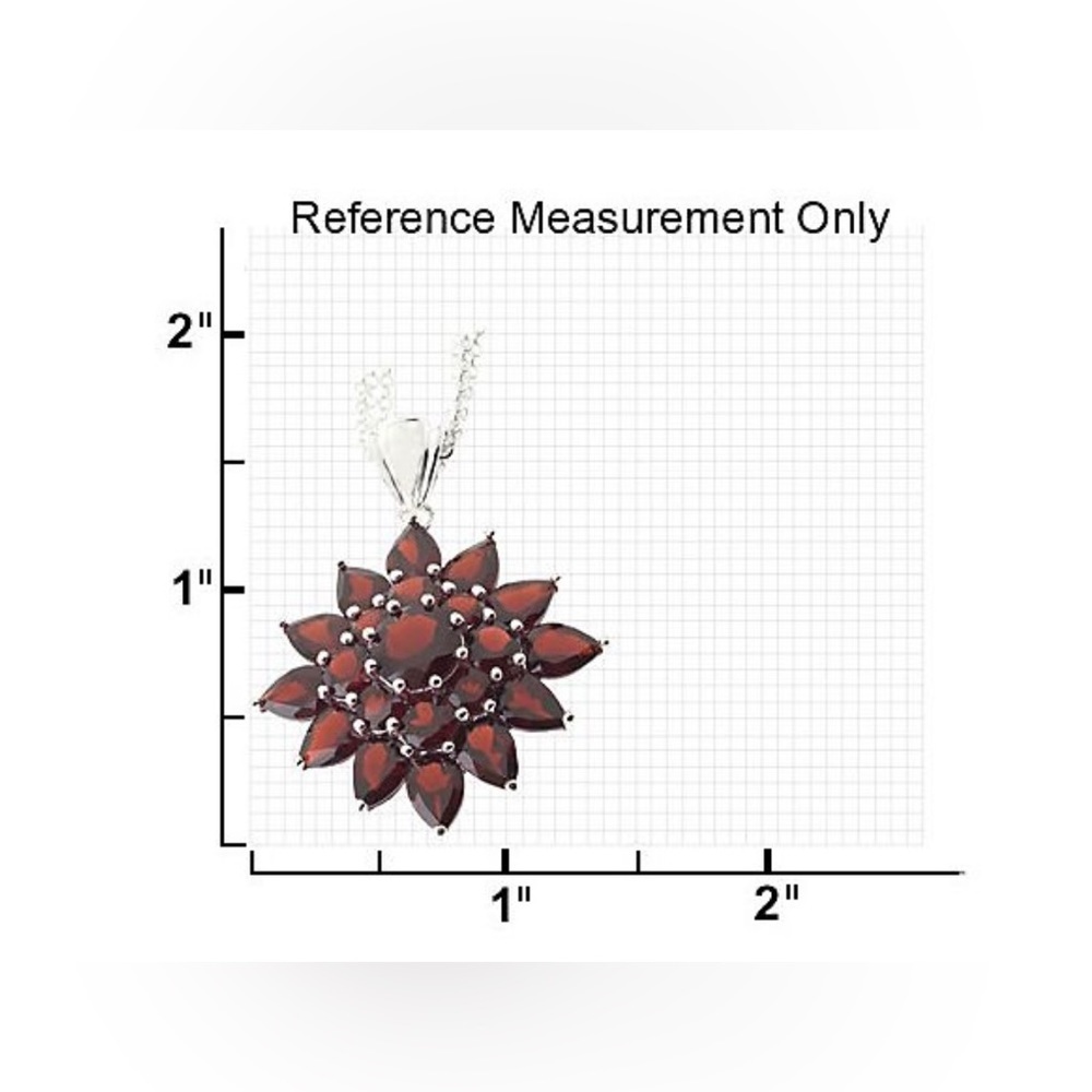 Sterling 13.50 Ct tw Garnet Cluster pendant w/18” magnetic clasp chain. - Picture 7 of 9